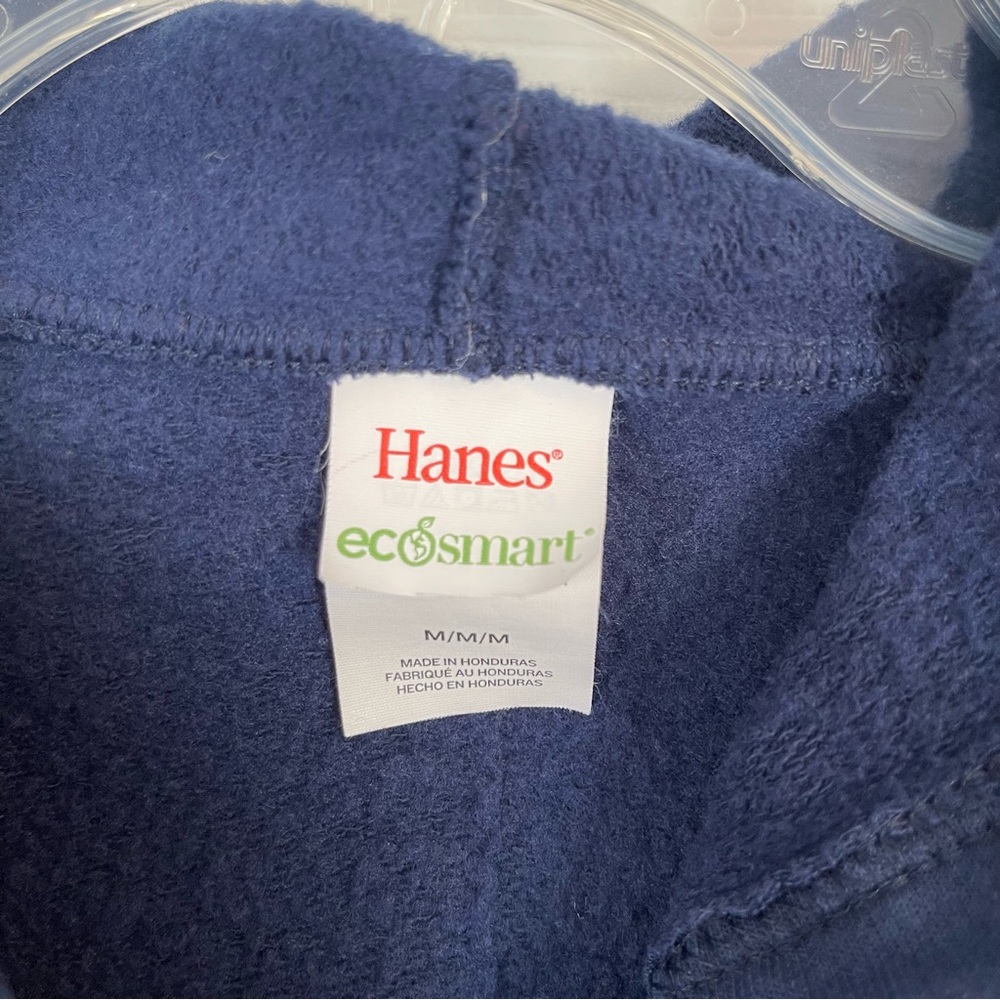 Hanes Eco Smart Navy Blue Men's Medium Zip Up Hoodie Jacket Classic Lightweight - Picture 6 of 13
